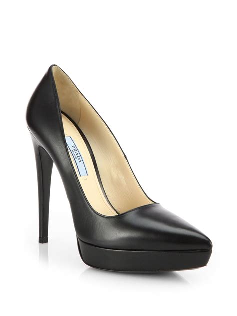 prada black leather heels|Prada black high heels.